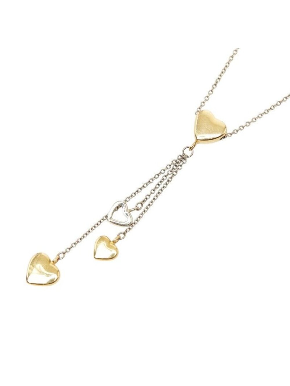 Tiffany & Co Multi Heart Drop Necklace 18K Yellow Gold 18K White